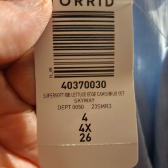 4X 26W Torrid Blue Cami Shrug Set Rib Lettuce Edge Fitted Supersoft Stretch 90s - Picture 7 of 12